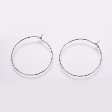 30mm, 316 Stainless Steel Hoop / Surgical Grade Hoops Earrings Findings, Wine Glass Charms Findings in Stainless Steel Colour